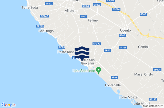 Mappa delle Getijden in Casarano, Italy