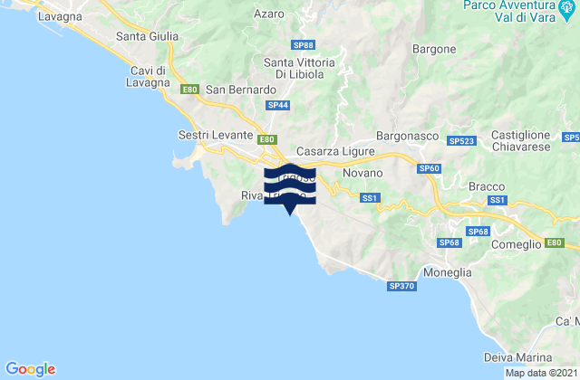 Mappa delle Getijden in Casarza Ligure, Italy