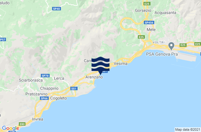 Mappa delle Getijden in Casavecchia, Italy