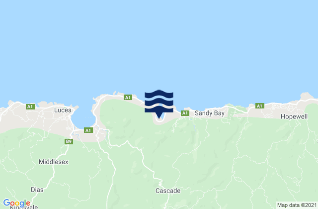 Mappa delle Getijden in Cascade, Jamaica