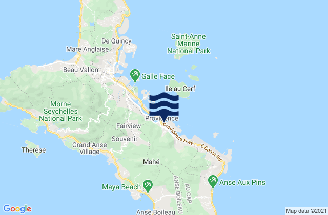 Mappa delle Getijden in Cascade, Seychelles