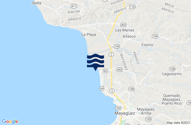 Mappa delle Getijden in Casey Abajo Barrio, Puerto Rico