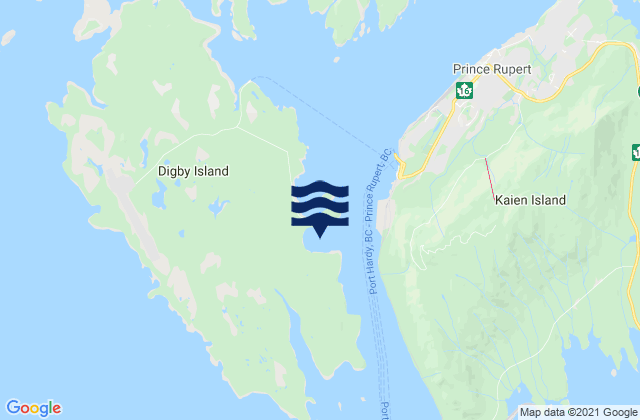 Mappa delle Getijden in Casey Cove, Canada