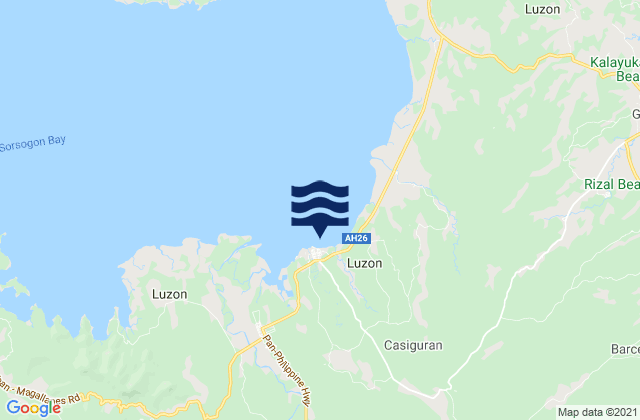 Mappa delle Getijden in Casiguran, Philippines
