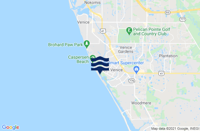 Mappa delle Getijden in Caspersen Beach, United States