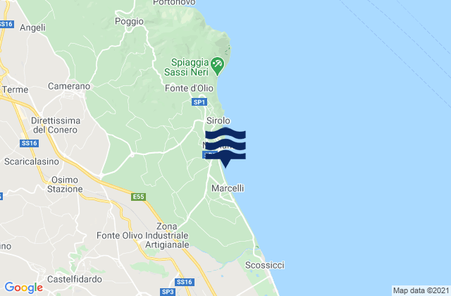 Mappa delle Getijden in Castelfidardo, Italy