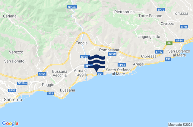 Mappa delle Getijden in Castellaro, Italy