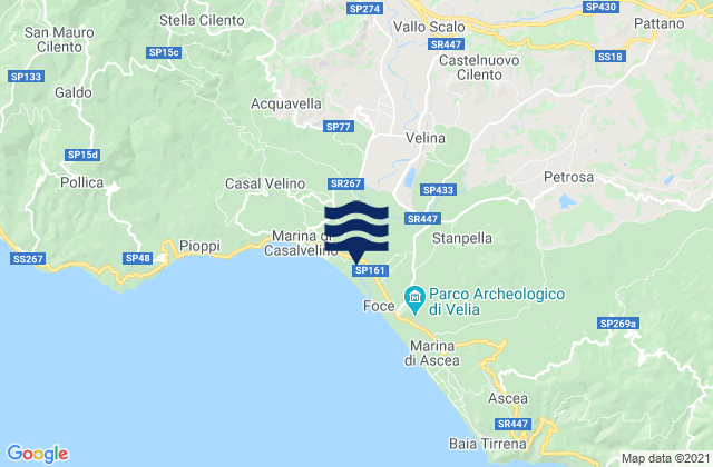 Mappa delle Getijden in Castelnuovo Cilento, Italy