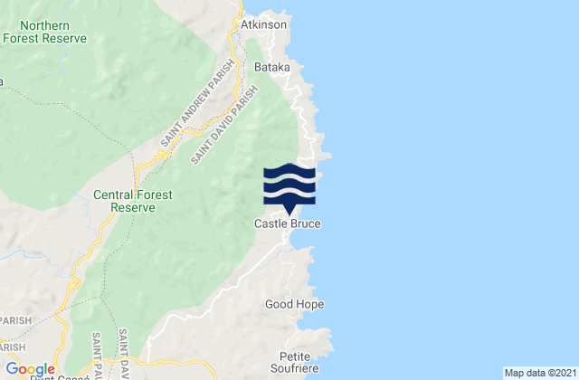 Mappa delle Getijden in Castle Bruce, Dominica