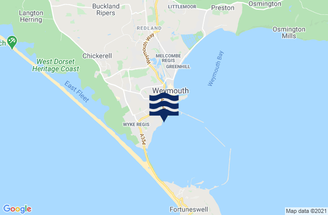 Mappa delle Getijden in Castle Cove Portland Harbour Beach, United Kingdom