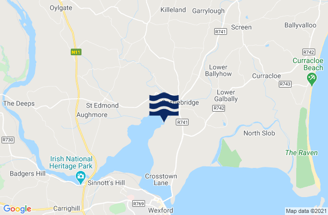 Mappa delle Getijden in Castlebridge, Ireland