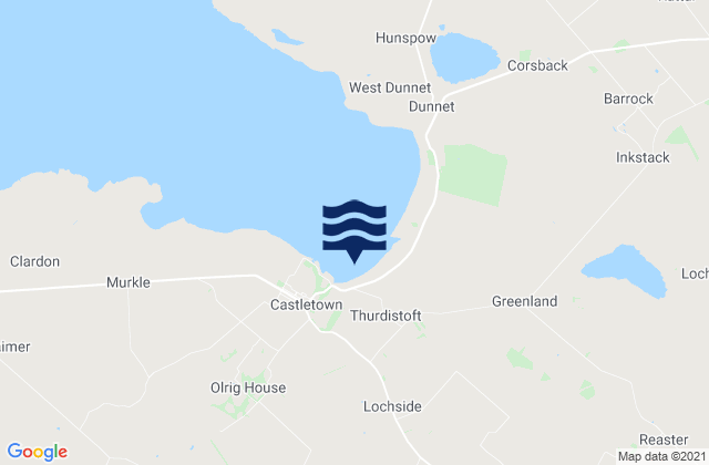 Mappa delle Getijden in Castletown Beach, United Kingdom
