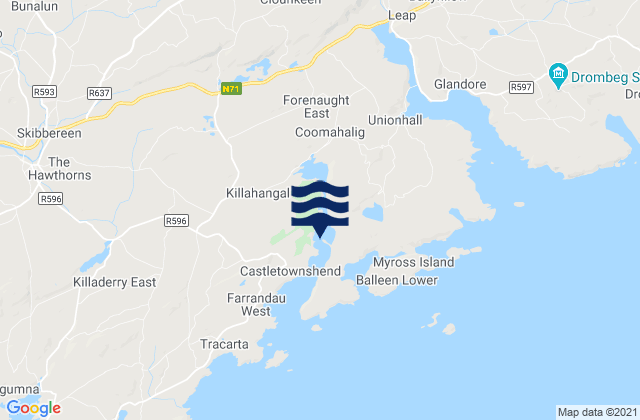 Mappa delle Getijden in Castletownshend, Ireland