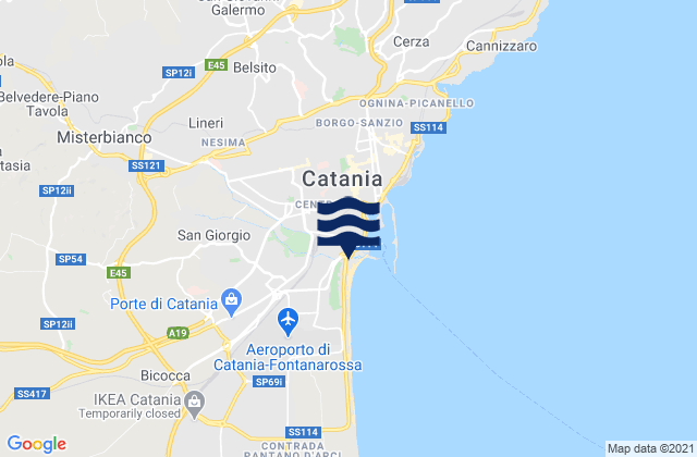 Mappa delle Getijden in Catania, Italy