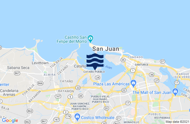 Mappa delle Getijden in Cataño, Puerto Rico