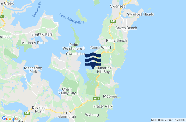 Mappa delle Getijden in Catherine Hill Bay, Australia