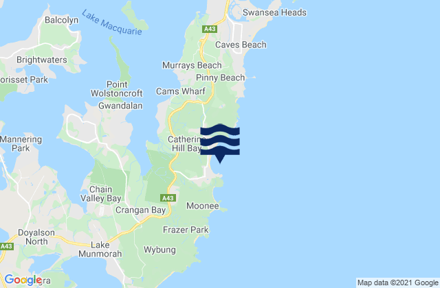 Mappa delle Getijden in Catherine Hill Bay, Australia