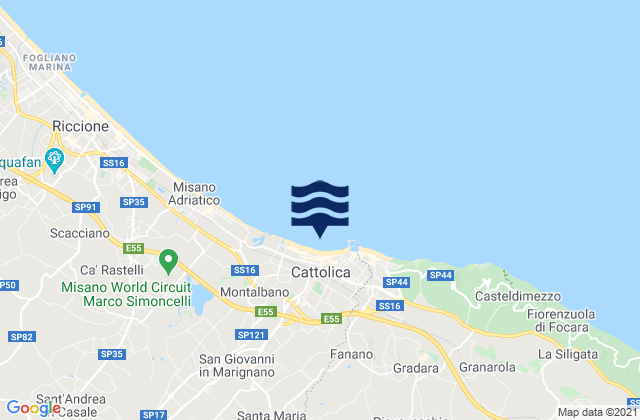 Mappa delle Getijden in Cattolica, Italy