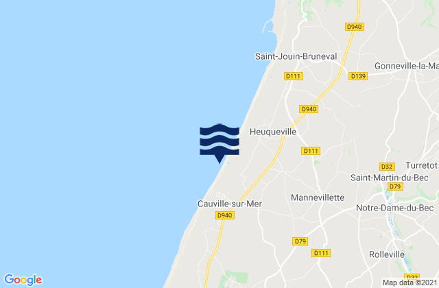 Mappa delle Getijden in Cauville-sur-Mer, France