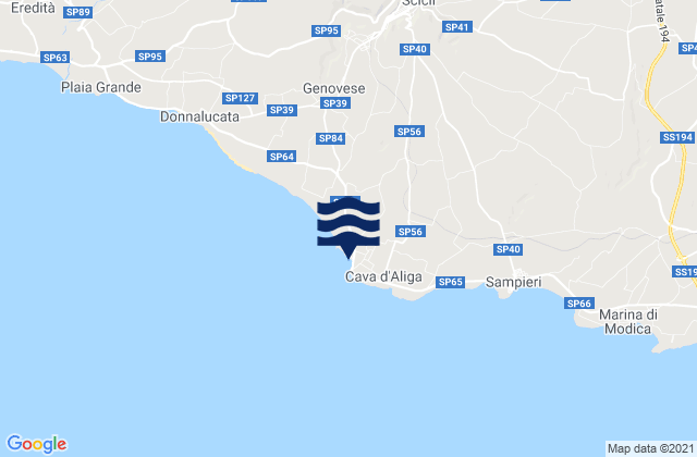 Mappa delle Getijden in Cava d'Aliga, Italy
