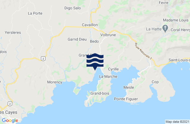 Mappa delle Getijden in Cavaillon, Haiti