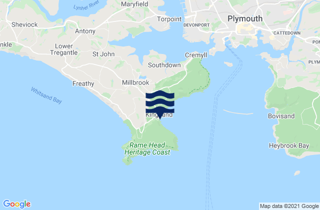 Mappa delle Getijden in Cawsand Bay Beach, United Kingdom