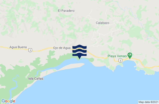 Mappa delle Getijden in Cañas, Panama