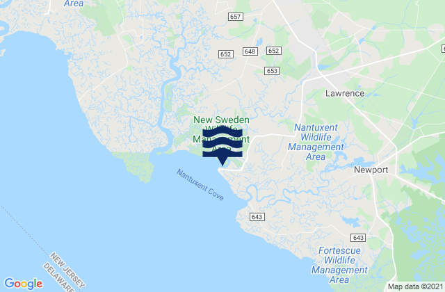 Mappa delle Getijden in Cedar Creek Entrance Nantuxent Cove, United States