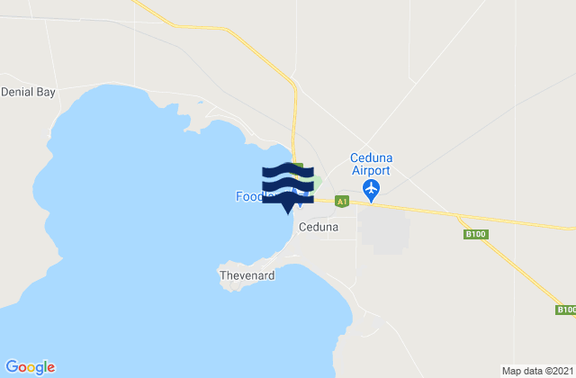 Mappa delle Getijden in Ceduna, Australia