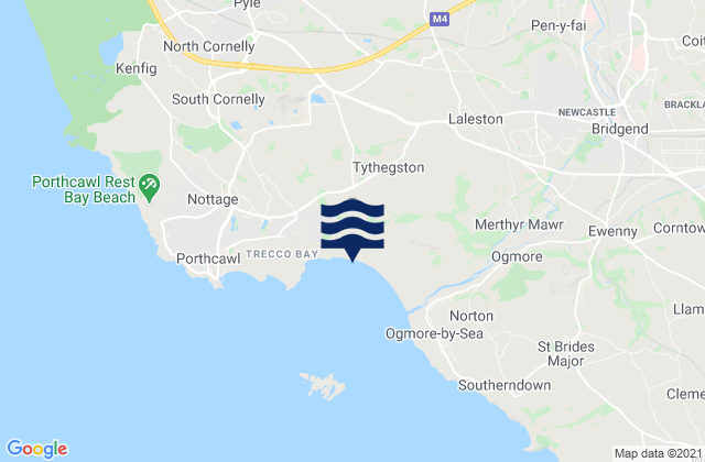 Mappa delle Getijden in Cefn Cribwr, United Kingdom