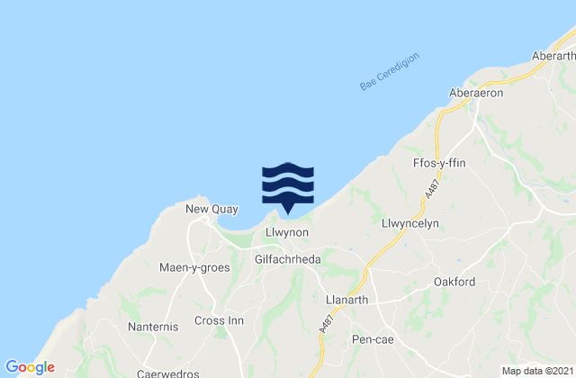 Mappa delle Getijden in Cei Bach Bay Beach, United Kingdom