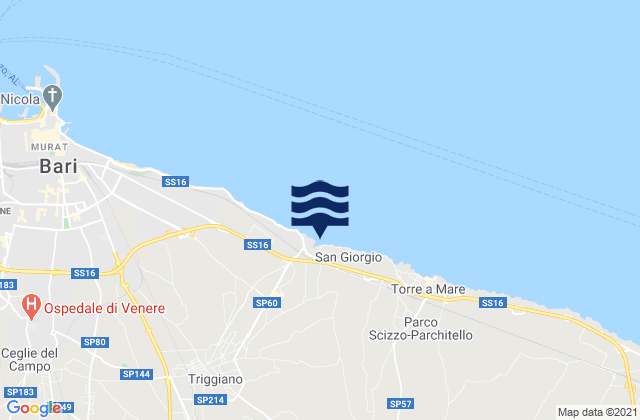 Mappa delle Getijden in Cellamare, Italy