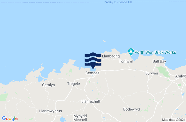 Mappa delle Getijden in Cemaes Bay Beach, United Kingdom