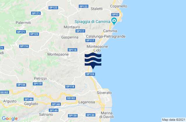 Mappa delle Getijden in Cenadi, Italy