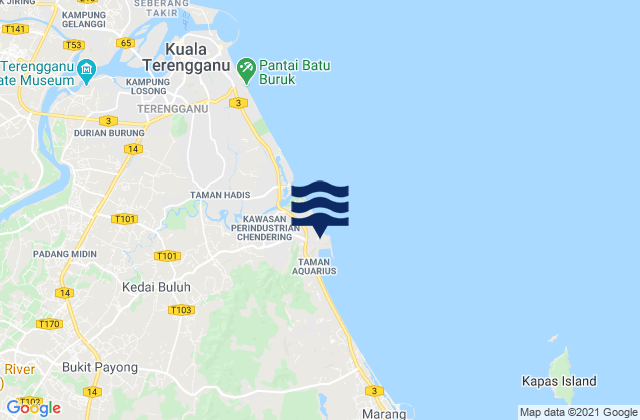Mappa delle Getijden in Cendering (Chendering), Malaysia