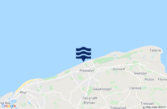 Mappa delle Getijden in Central Beach, United Kingdom