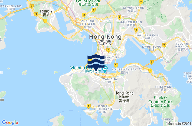 Mappa delle Getijden in Central, Hong Kong