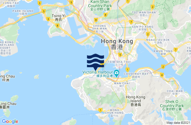 Mappa delle Getijden in Central and Western District, Hong Kong