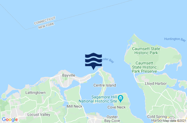 Mappa delle Getijden in Centre Island Beach, United States