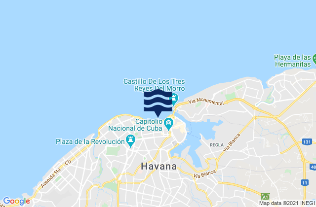 Mappa delle Getijden in Centro Habana, Cuba