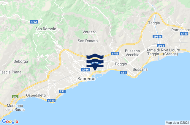 Mappa delle Getijden in Ceriana, Italy