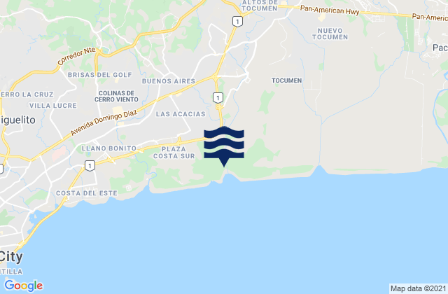 Mappa delle Getijden in Cerro Azul, Panama