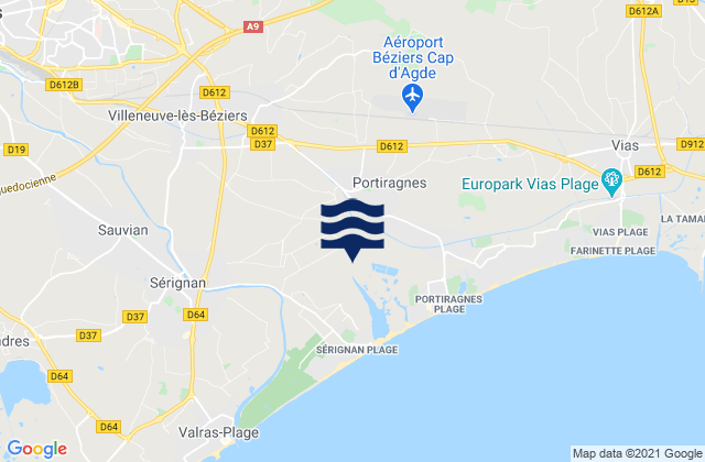 Mappa delle Getijden in Cers, France