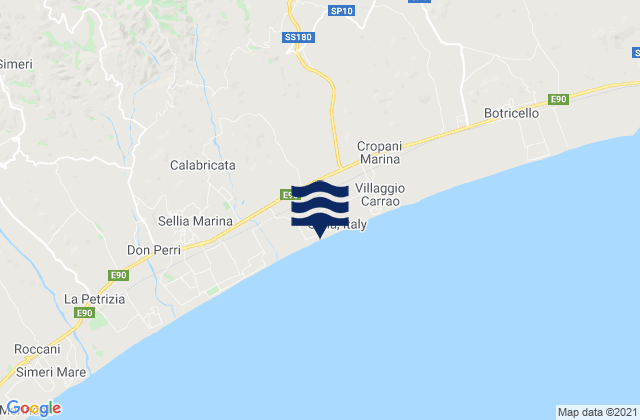 Mappa delle Getijden in Cerva, Italy