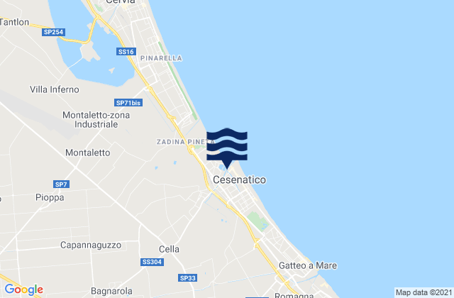 Mappa delle Getijden in Cesenatico, Italy