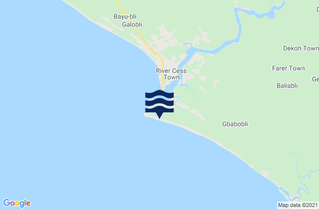 Mappa delle Getijden in Cestos Bay, Liberia