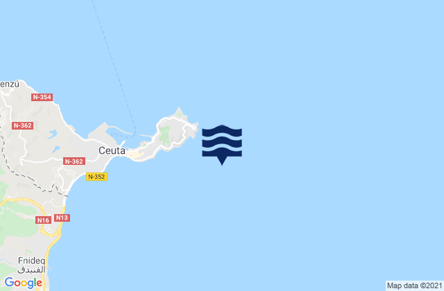 Mappa delle Getijden in Ceuta Strait of Gibraltar, Spain