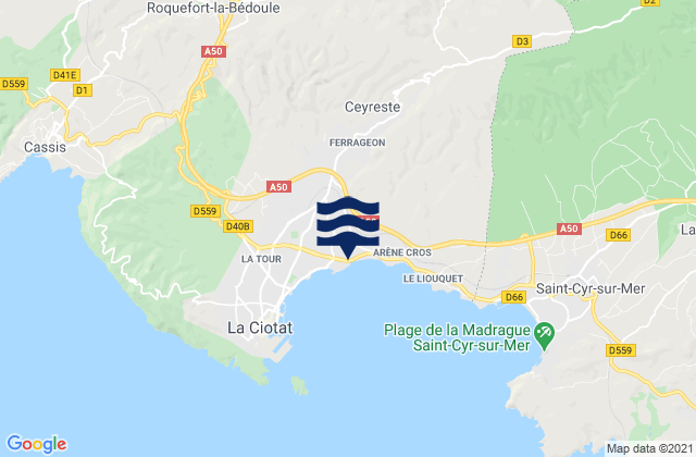 Mappa delle Getijden in Ceyreste, France