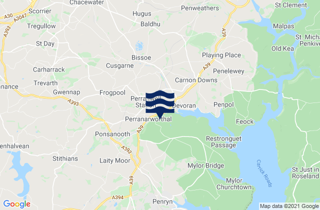 Mappa delle Getijden in Chacewater, United Kingdom