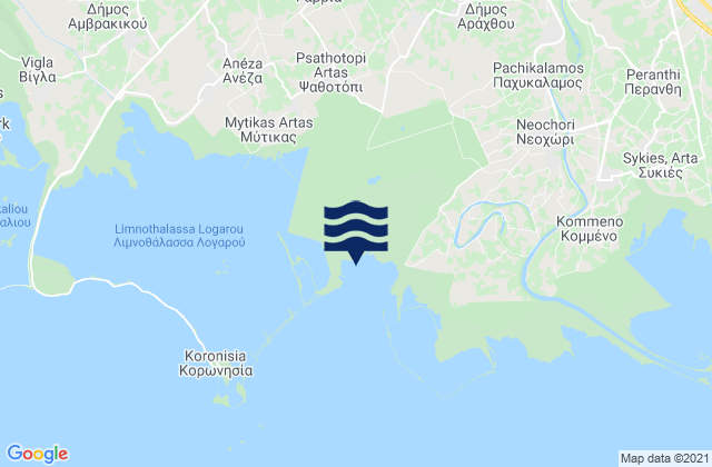 Mappa delle Getijden in Chalkiádes, Greece